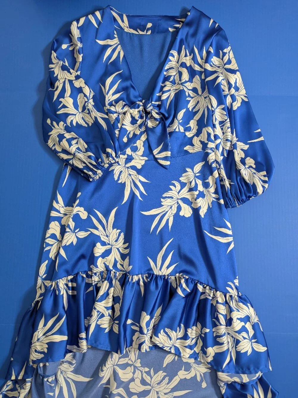 ALEXIS x Target Blue Floral Tie-Front High-Low Dress Size M - Picture 13 of 16